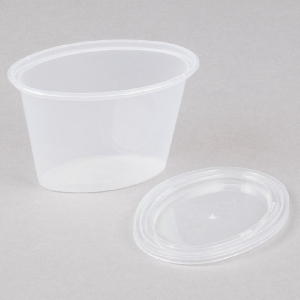 25 Oval plastic souffle/portion cups with lid, pack of 25, Newspring